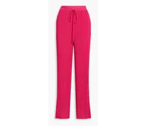 Sophia pleated crepon wide-leg pants - Pink