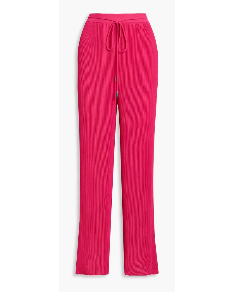 Halston Sophia pleated crepon wide-leg pants - Pink Pink