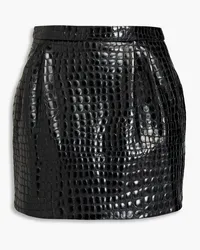 RED Valentino Pleated croc-effect leather mini skirt - Black Black