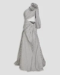 Carolina Herrera New York Cutout pleated striped cotton-poplin gown - White White