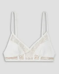 Pat Bo Tulle-trimmed woven bra top - White White