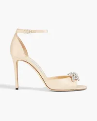 Jimmy Choo Crystal-embellished satin sandals - Neutral Neutral