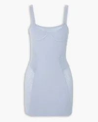 Dion Lee Layered pointelle-knit and ribbed stretch-jersey mini dress - Blue Blue