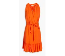 Ruffle-trimmed woven mini dress - Orange