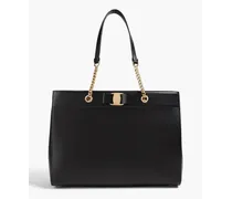 Bow-detailed leather tote - Black