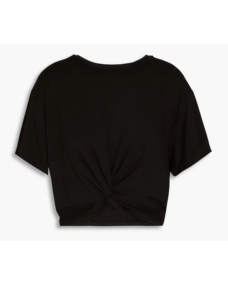 Enza Costa Twist-front stretch-jersey T-shirt - Black Black