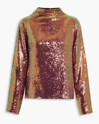 LAPOINTE Iridescent sequined mesh top - Metallic Metallic