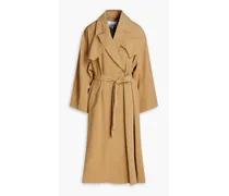Ganni Belted crepe trench coat - Brown Brown