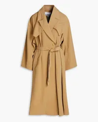 Ganni Belted crepe trench coat - Brown Brown