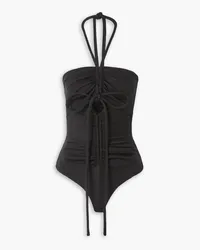 Proenza Schouler Cutout ruched stretch-jersey halterneck bodysuit - Black Black