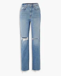 GRLFRND Sara distressed high-rise straight-leg jeans - Blue Blue