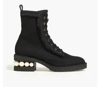 Casati embellished tweed combat boots - Black