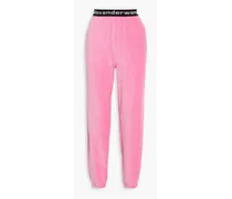 Stretch cotton-blend corduroy track pants - Pink