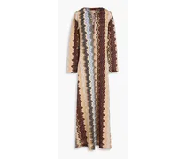 Metallic crochet-knit maxi dress - Neutral