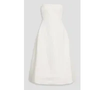 Blume strapless twill midi dress - White