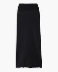 Rick Owens Ribbed knit-paneled crepe de chine midi skirt - Black Black