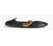 Falabella chain-embellished faux leather ballet flats - Black