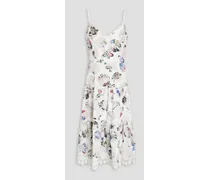 Floral-print guipure lace midi dress - White