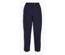 Cropped stretch-wool tapered pants - Blue