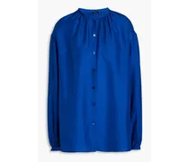 Bowell gathered silk-habotai blouse - Blue