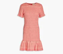 Celine shirred cotton-jacquard mini dress - Pink