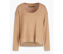 Bouclé-knit sweater - Brown