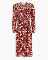 ba&sh Kodile pleated printed crepe de chine wrap dress - Red Red