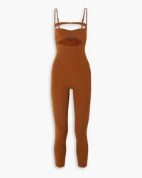 Zeynep Arcay Cutout stretch-knit jumpsuit - Brown Brown