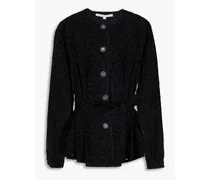 Veronica Beard Kapnos pleated broderie anglaise cotton jacket - Black Black