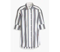 Oversized striped cotton-poplin shirt - Blue