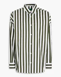 Emporio Armani Striped cotton-poplin shirt - Green Green