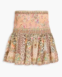 Camilla Fluted printed silk crepe de chine mini skirt - Animal print Animal