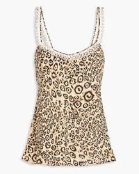 Hayley Menzies Ring-embellished printed silk crepe de chine camisole - Animal print Animal