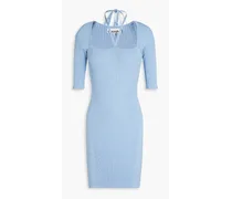 Mélange ribbed-knit mini dress - Blue