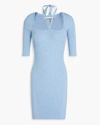 Ganni Mélange ribbed-knit mini dress - Blue Blue