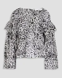 IRO Galta ruffled leopard-print ramie-voile top - White White