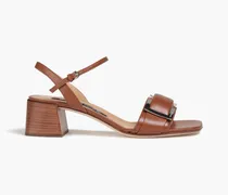 Buckle-embellished leather sandals - Brown