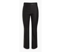 Stretch-leather flared pants - Black