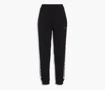 Printed French cotton-terry track pants - Black