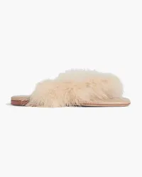 SLEEPER Pom feather-embellished leather sandals - White White