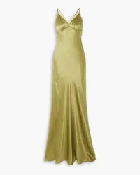 Reformation Maysen lace-trimmed silk-charmeuse maxi dress - Green Green