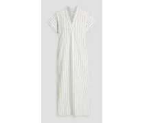 Dolly striped cotton-seersucker midi dress - White