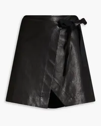 Rag & Bone James leather mini wrap skirt - Black Black