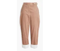 Cropped cotton-corduroy tapered pants - Neutral
