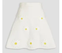 Appliquéd cotton and silk-blend jacquard mini skirt - White