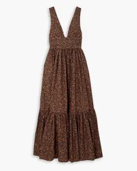 Matteau Tiered floral-print cotton-poplin maxi dress - Brown Brown