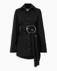 Marques ' Almeida Belted organic cotton-seersucker shirt - Black Black