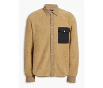 Ripstop-paneled faux shearling jacket - Neutral