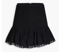 Miller ruffled Swiss-dot cotton mini skirt - Black
