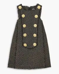 Balmain Plastron button-embellished metallic tweed mini dress - Black Black